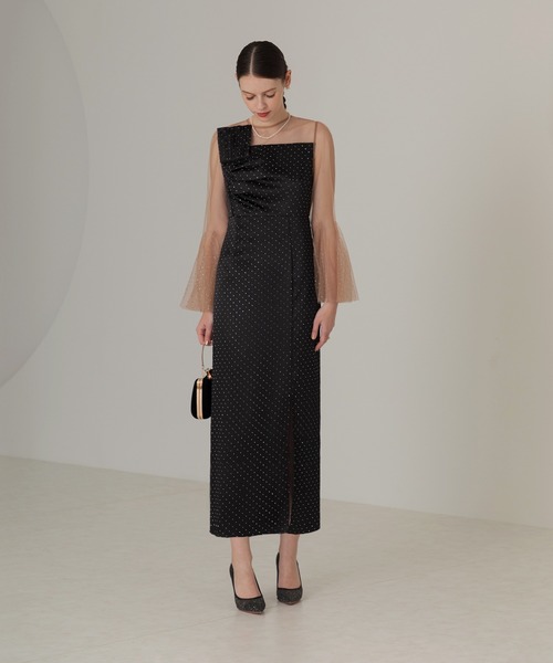 Leja（レジャ） ドレス 「LEJA」ストーンフレアスリーブドットスリット