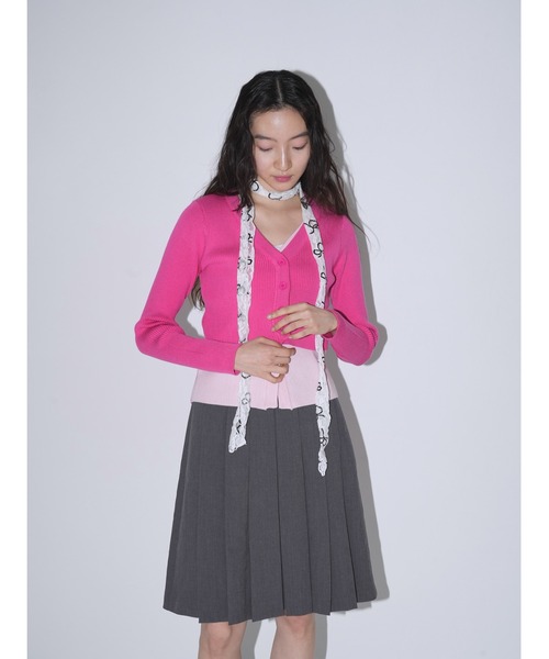 カラートリムニットカーディガン レイヤードニットベアトップ LILY BROWN｜レイヤードニットベアトップ | Rakuten Fashion(楽天