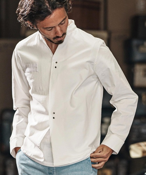 wjk reluxe シャツ ms5984-ripstop no collar hook shirts ノーカラー