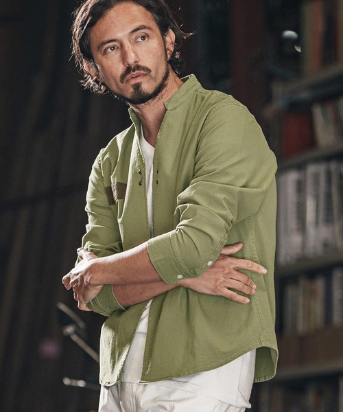 ブレシア　長袖 wjk reluxe シャツ ms5984-ripstop no collar hook shirts ノー