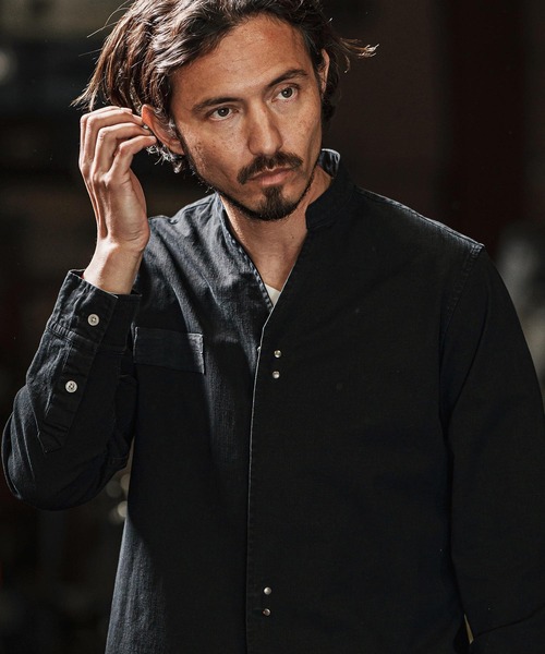 ラッセルノ メンズシャツ wjk reluxe シャツ ms5984-ripstop no collar hook shirts ノーカラー