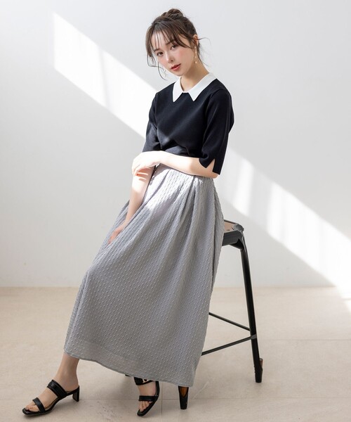 ANY SIS（エニィスィス） セットアップ 「好印象企画」襟配色ニット