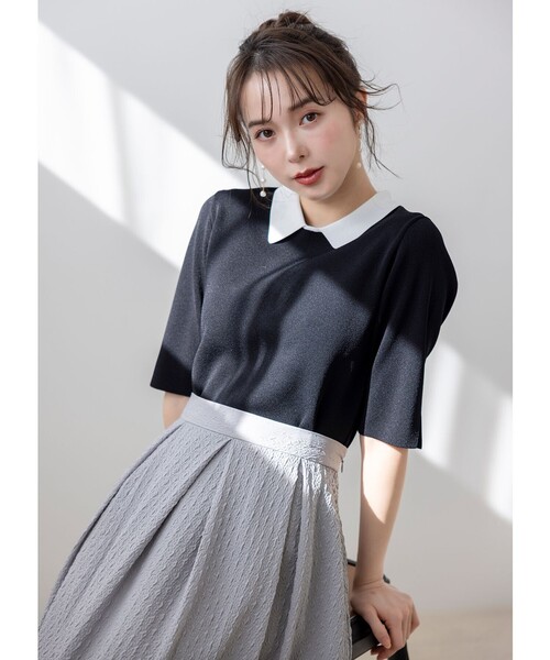 ANY SIS（エニィスィス） セットアップ 「好印象企画」襟配色ニット