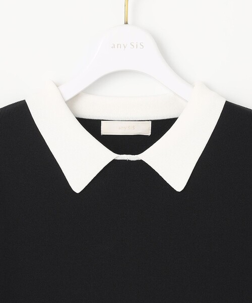 ANY SIS（エニィスィス） セットアップ 「好印象企画」襟配色ニット