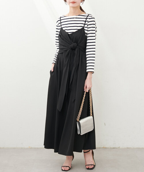 natural couture ワンピース osonoアシメカシュクールリボンキャミ 