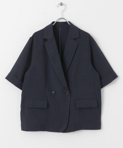 【新品 未使用】UR TECH DRYLUXE リネンライクジャケット　ネイビー SENSE OF PLACE by URBAN RESEARCH コート アウター 「UR TECH DRYLUXE