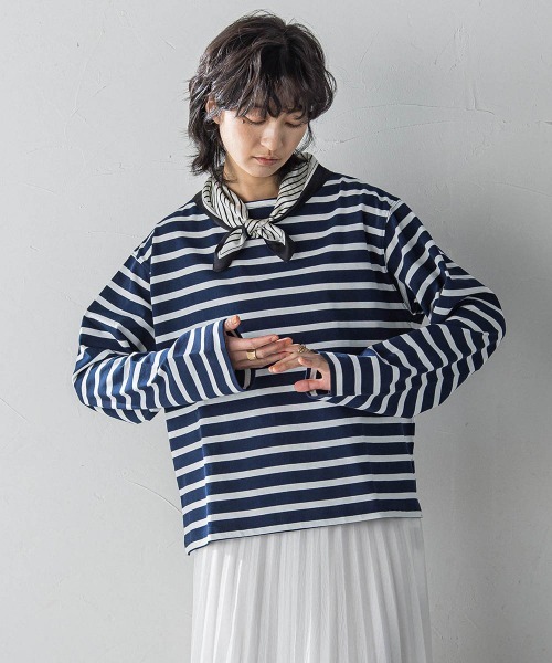 tシャツ 「WEB限定」ゆるボーダーロングTシャツ レディース