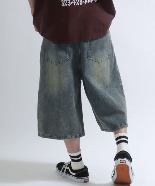 正規品即発VERMO ワイドショーツデニム　サイズ26 ジーンズ 12ozオーバーダイデニムワイドハーフパンツ/デニム