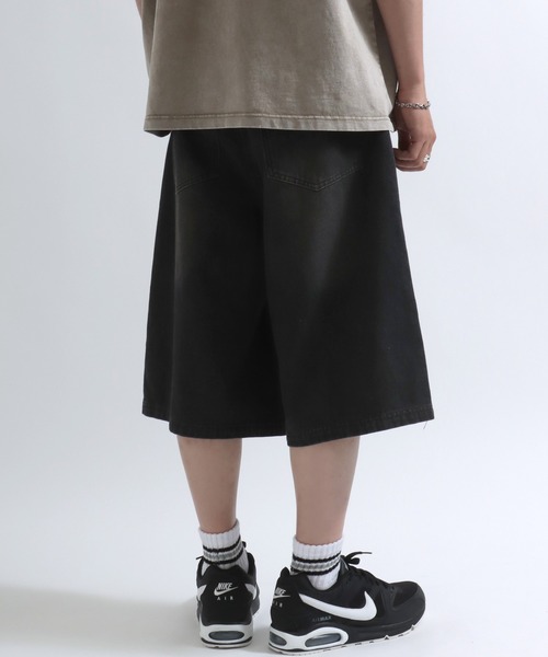 ジーンズ 12ozオーバーダイデニムワイドハーフパンツ/デニム