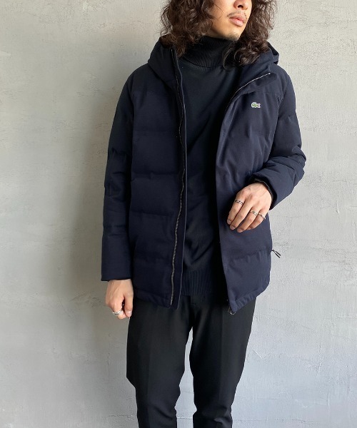 【美品】LACOSTE ラコステ　ダウンジャケット　Ｐコート　ネイビー LACOSTE（ラコステ） ダウンジャケット 46 ネイビー レディース