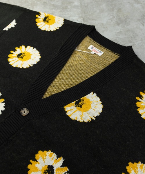 「NYLAUS」 「patina」ニットカーディガン M イエロー メンズ_画像3