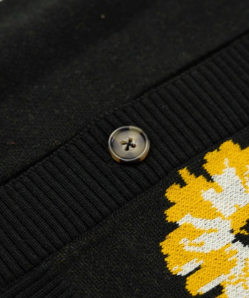 「NYLAUS」 「patina」ニットカーディガン M イエロー メンズ_画像5