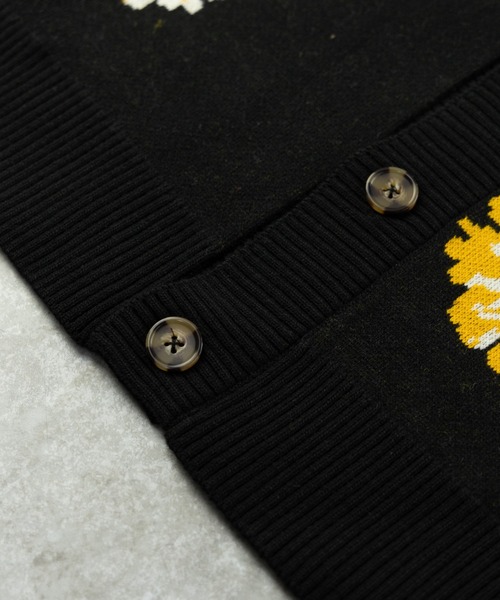 「NYLAUS」 「patina」ニットカーディガン M イエロー メンズ_画像9