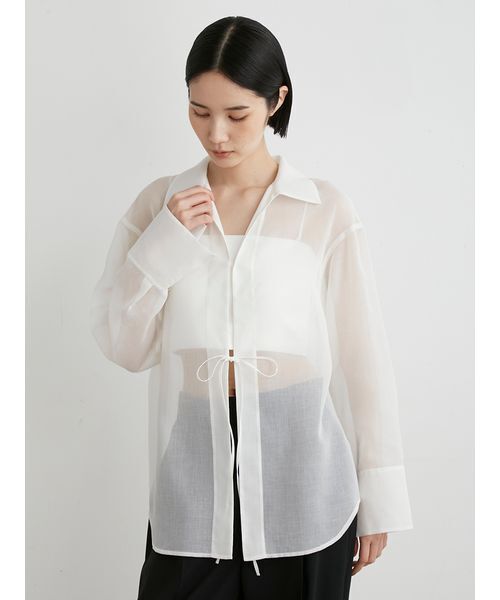 tシャツ オープンカラーシアーシャツ レディース