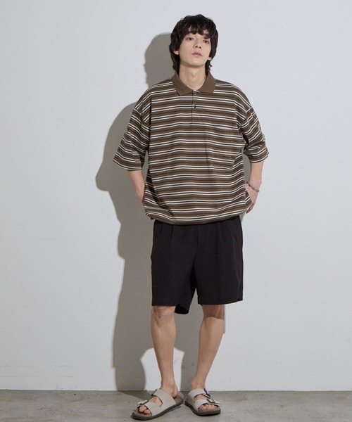 SLICK tシャツ 「SLICK/スリック」Multi Border Drawstring Polo