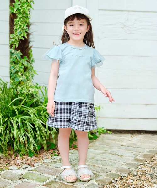 カラフルチェック柄キュロットパンツパッチワーク any FAM パンツ チェック柄キュロット キッズ 子供服 女の子