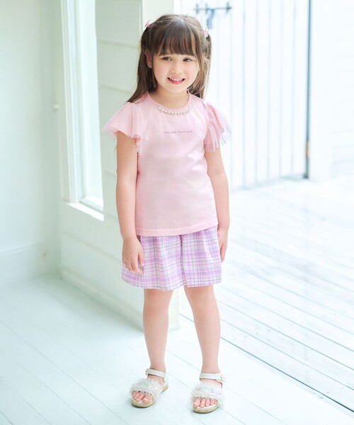 any FAM パンツ チェック柄キュロット キッズ 子供服 女の子