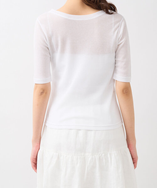 tシャツ 「着回し力抜群・女性らしさを演出」前後2WAYフレア袖レースカットソー レディース La boutique Bonbon tシャツ 「着回し力抜群」シアーテレコ5分袖