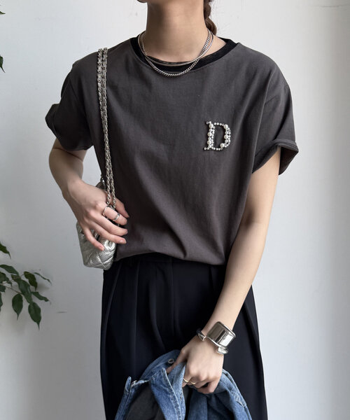 tシャツ 「完売カラー再追加！」DビジューTEE レディースの画像