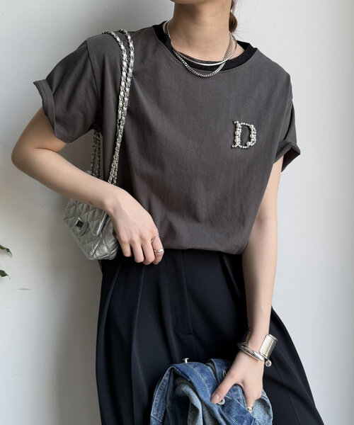 tシャツ 「完売カラー再追加！」DビジューTEE レディースの画像