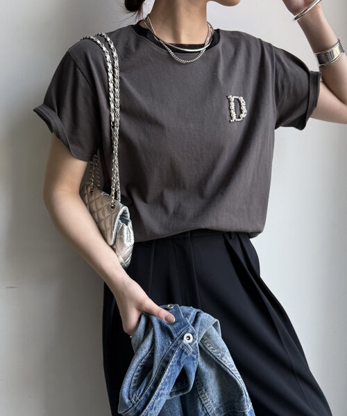 tシャツ 「完売カラー再追加！」DビジューTEE レディースの画像
