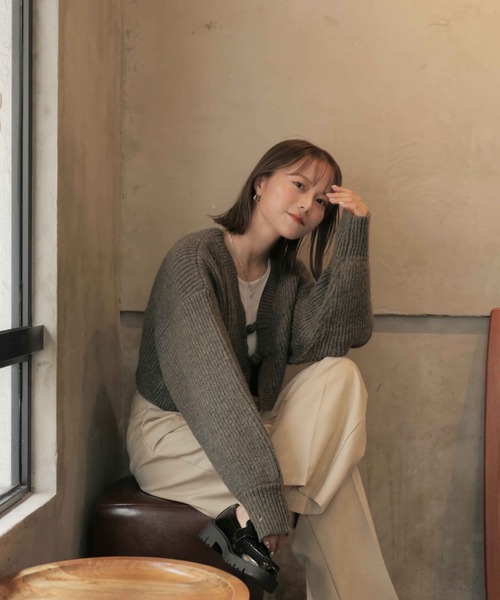 「Reurie'」 ニットカーディガン FREE ブルー レディース_画像7