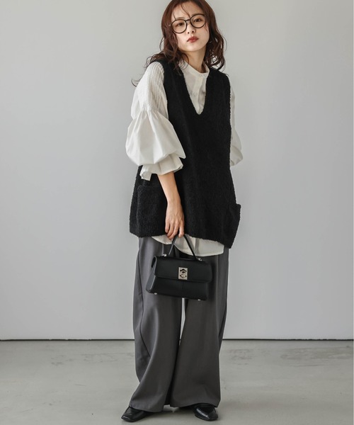 「La-gemme」 Vネックニット フリー ブラック レディース_画像2