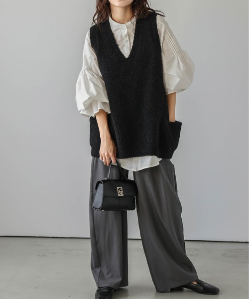 「La-gemme」 Vネックニット フリー ブラック レディース_画像3