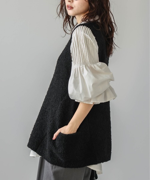 「La-gemme」 Vネックニット フリー ブラック レディース_画像4