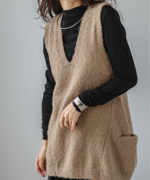 「La-gemme」 Vネックニット フリー ブラック レディース_画像9