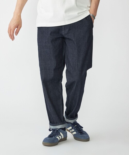 美品 シップス ライトセルビッチデニムイージースラックス 後ろゴム ネイビー SHIPS（シップス） ジーンズ 「WEB限定」SHIPS: ライト セルビッチ
