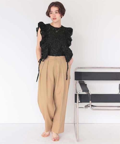 titivate tシャツ 前後2wayジャガードフリルトップス/ジレ