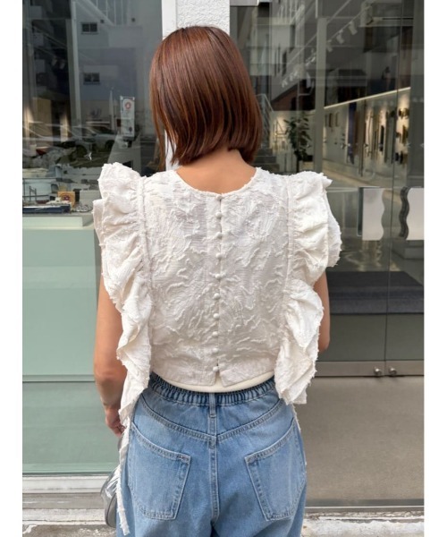 tシャツ 前後2wayジャガードフリルトップス/ジレ レディース 前後2wayジャガードフリルトップス/ジレ通販｜レディース