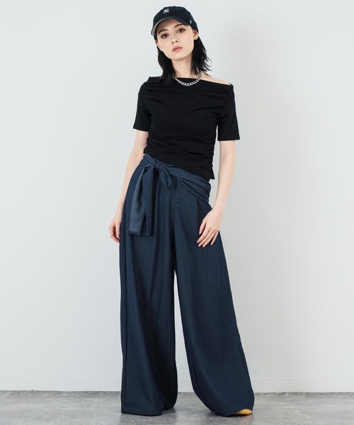 ANAP パンツ ウエストマーク ワイドパンツ レディース