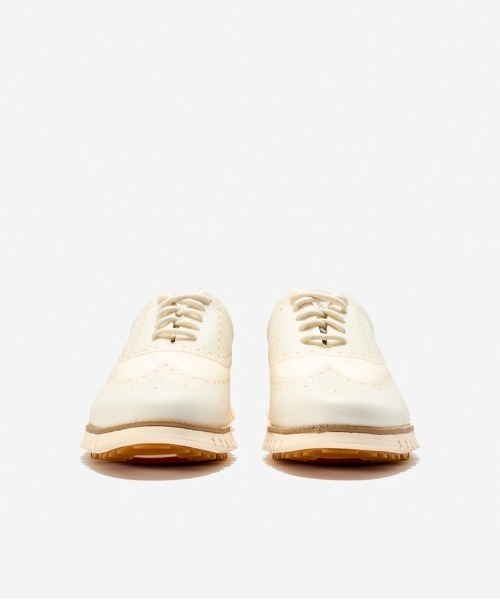 machino ！COLE HAAN/ホワイト レザー ブローグシューズ 2.ゼログランド レーザー ウィング オックスフォード ラインド mens