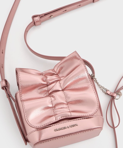 CHARLES & KEITH◆Kadee ルーシュド ミニバッグ ◆送料込 CHARLES & KEITH｜Kadee ケーディー ルーシュドミニバッグ