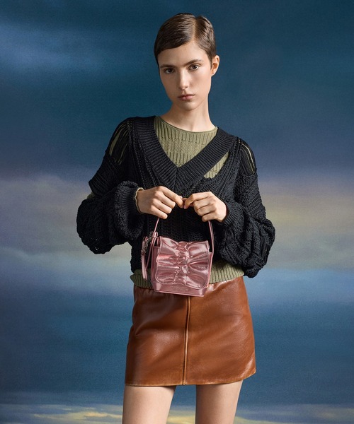 CHARLES & KEITH◆Kadee ルーシュド ミニバッグ ◆送料込 CHARLES ＆ KEITH ハンドバッグ Kadee ケーディー ルーシュ