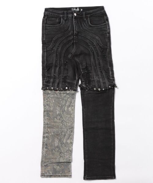 GUAPI グアピ デニム ダメージデニム パンツ バイカラー34 GUAPI / AQUA CONVERTIBLE BLUE DENIM | PLUG
