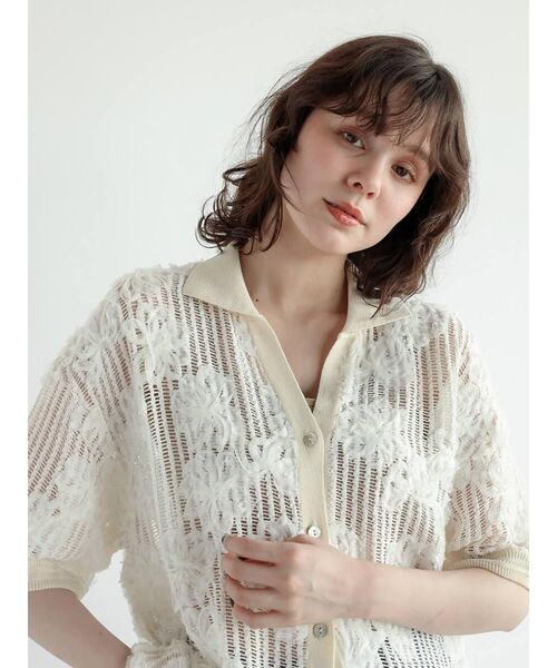 FIKA.（フィーカ） ブラウス シャツ Ladder lace skipper shirt