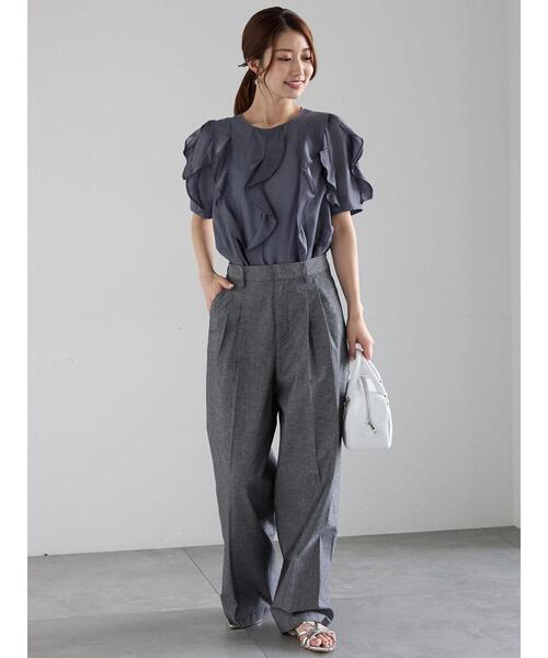 Te chichi パンツ シャンブレーワイドパンツ レディース