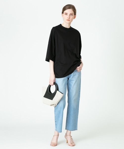 [allureville] 7 минут рукав cut and sewn 2 черный женский 