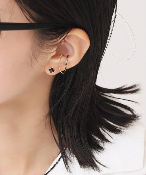 ま*ー様 【Lilas】オニキスピラミッドモチーフ 4㎜ ピアス K10 (両耳 オニキスピラミッドモチーフ4mmピアス K10（両耳）（ピアス（両
