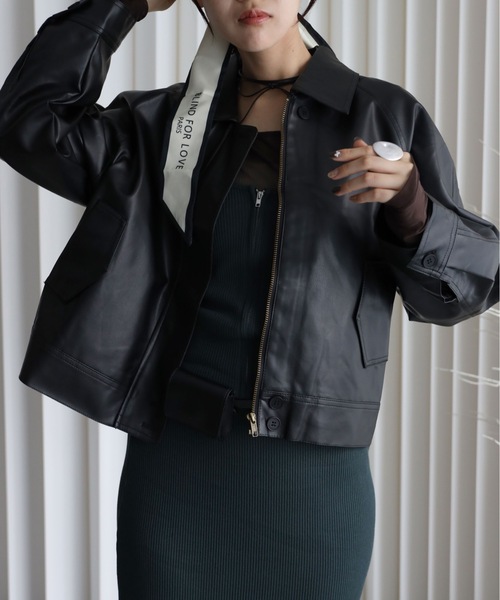 YENNA ブルゾン アウター フェイクレザーブルゾン レディース