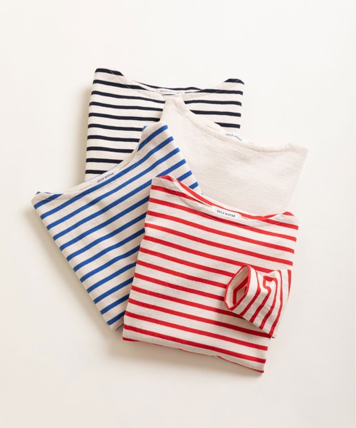 ☆新品☆child woman チェリー刺繍シャツ CHILD WOMAN（チャイルドウーマン） tシャツ 16/2空紡糸ボーダー
