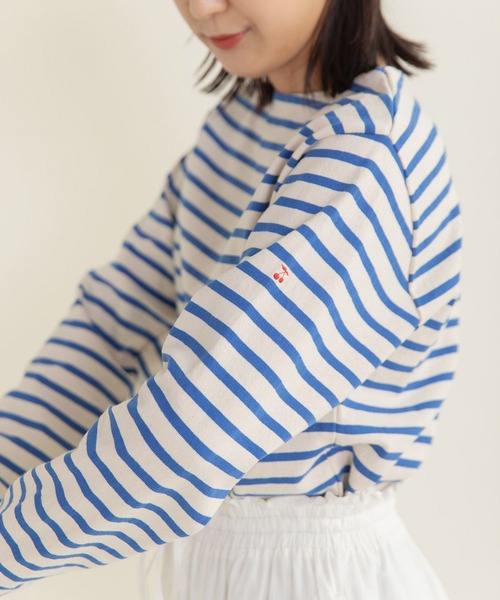 ☆新品☆child woman チェリー刺繍シャツ CHILD WOMAN（チャイルドウーマン） tシャツ 16/2空紡糸ボーダー