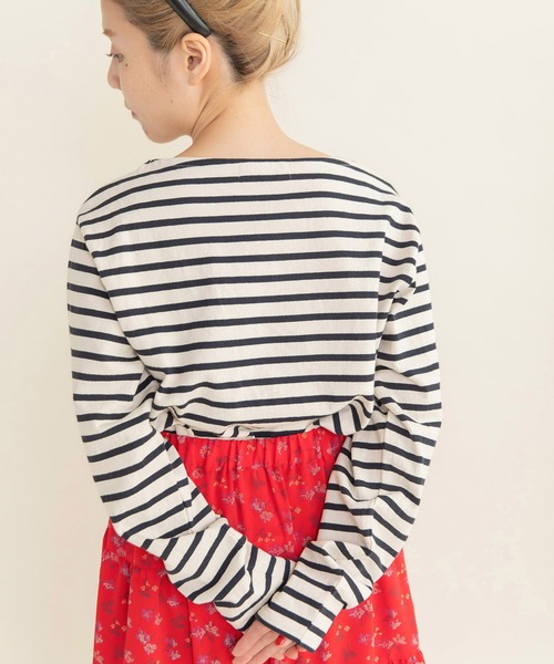 ☆新品☆child woman チェリー刺繍シャツ CHILD WOMAN（チャイルドウーマン） tシャツ 16/2空紡糸ボーダー