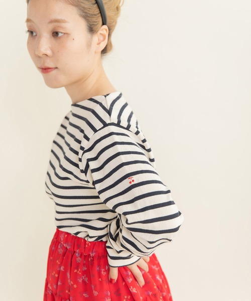 ☆新品☆child woman チェリー刺繍シャツ CHILD WOMAN（チャイルドウーマン） tシャツ 16/2空紡糸ボーダー