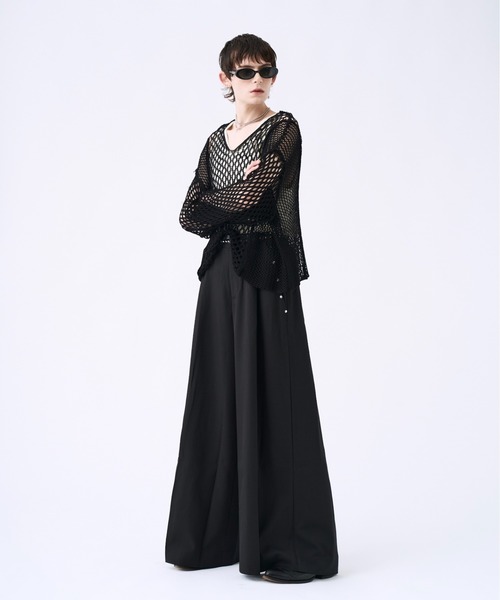 セーター ニット Blocking V-neck mesh knit ブロッキングVネック