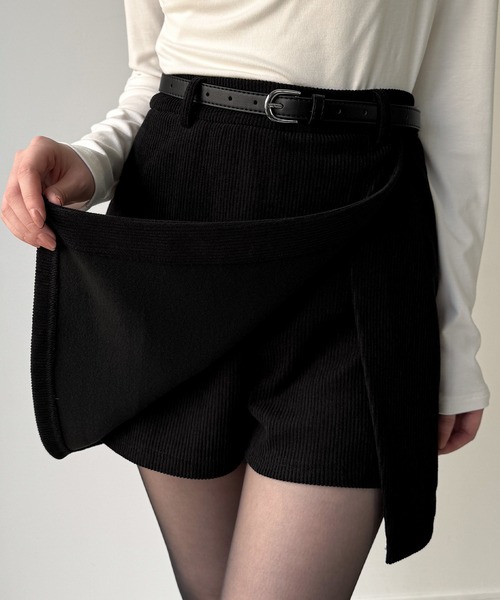 JUNOAH（ジュノア） スカート 裏起毛コーデュロイミニスカート