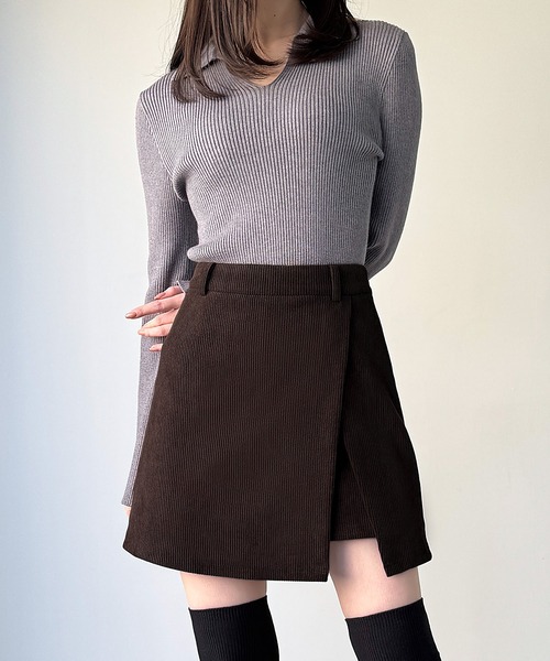 JUNOAH（ジュノア） スカート 裏起毛コーデュロイミニスカート